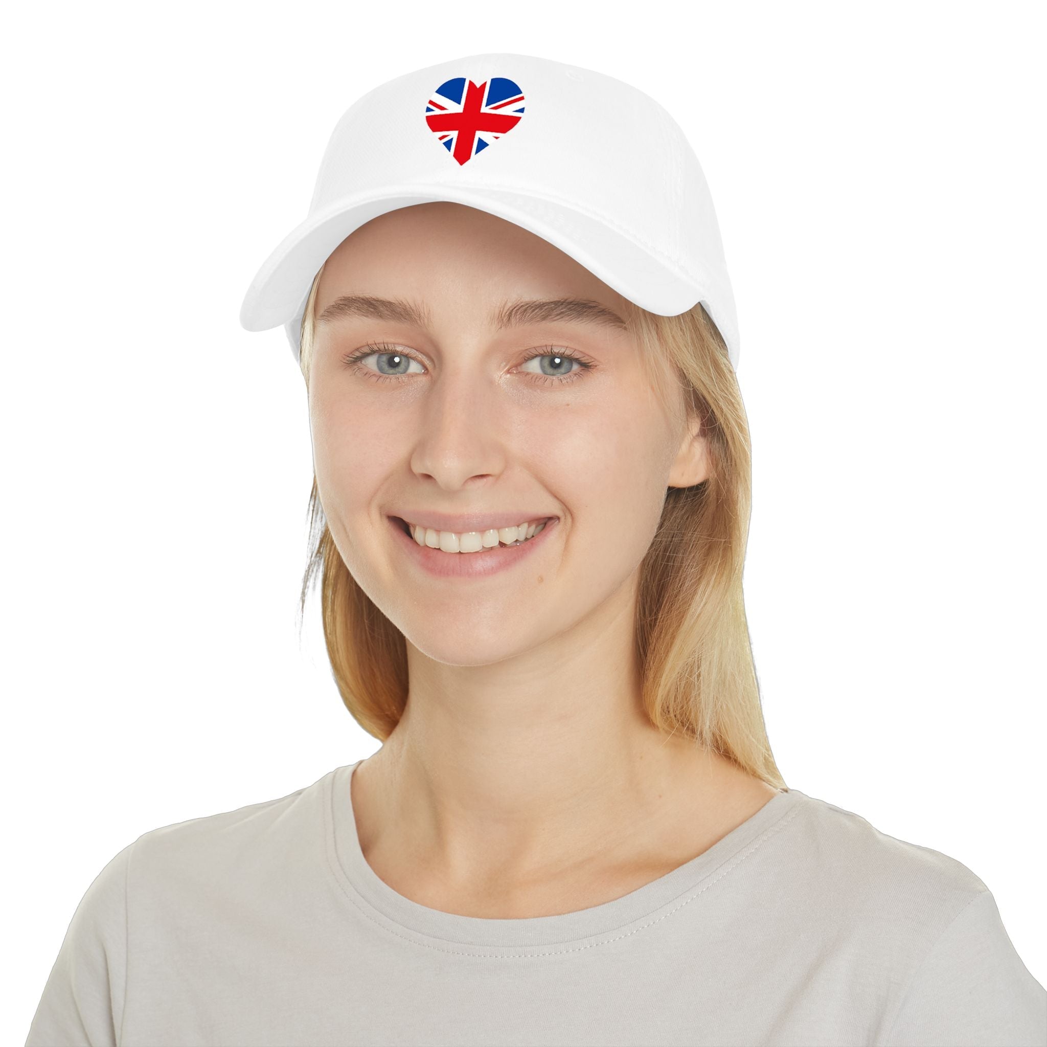 Union Jack United Kingdom flag Heart Cap, Low Profile Baseball Hat Hats La Vie Bien Union Jack United Kingdom flag Heart Cap, Low Profile Baseball Hat