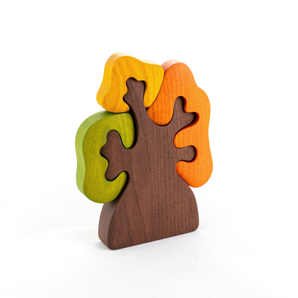 Wooden Autumn Tree with three crowns puzzle