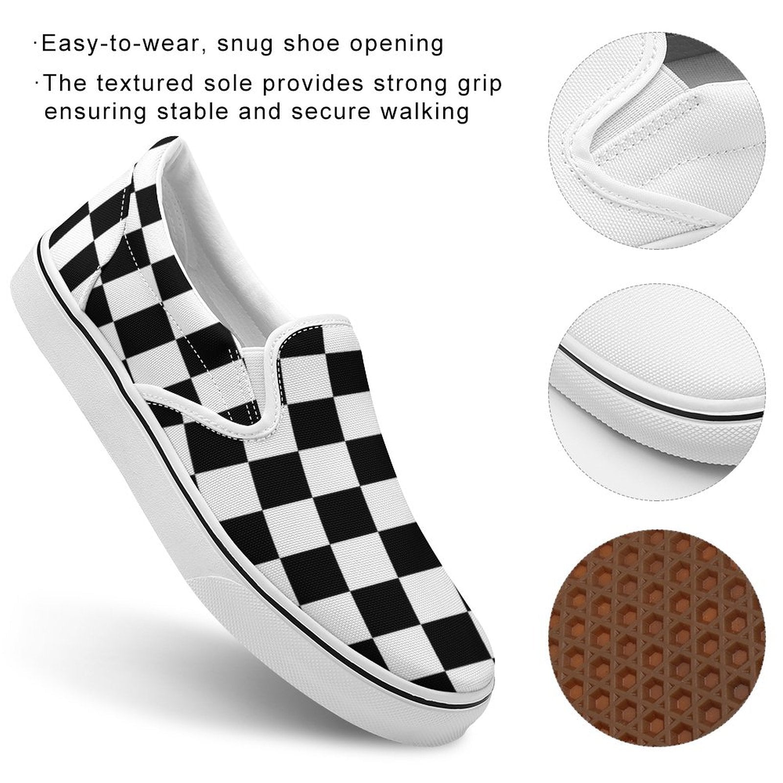 Unisex checkered black and white Slip On Shoes, mod design footwear for spring and summer Shoes La Vie Bien Unisex checkered black and white Slip On Shoes, mod design footwear for spring and summer