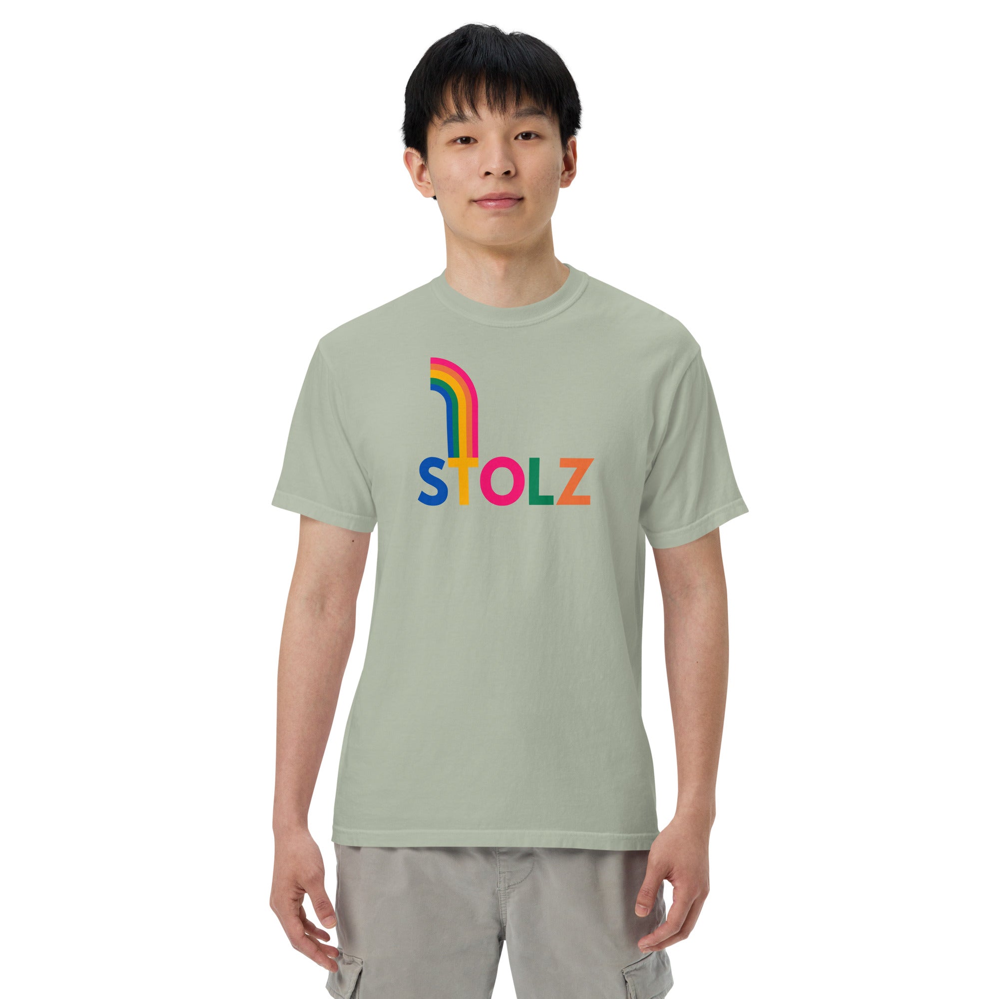 Unisex STOLZ rainbow garment - dyed heavyweight t-shirt