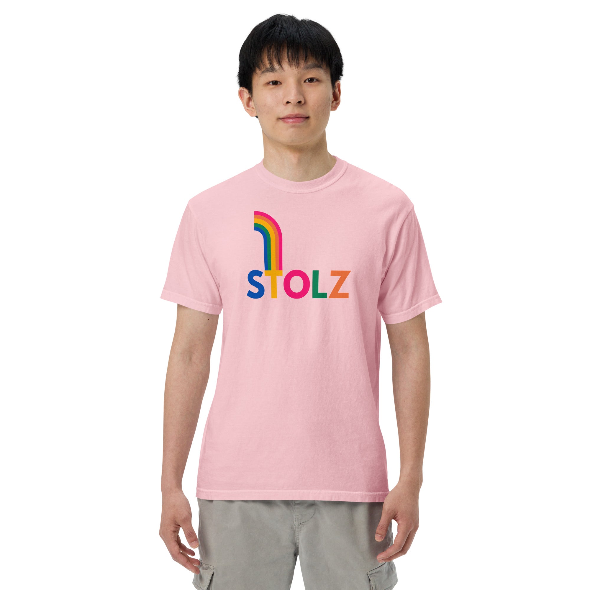 Unisex STOLZ rainbow garment - dyed heavyweight t-shirt