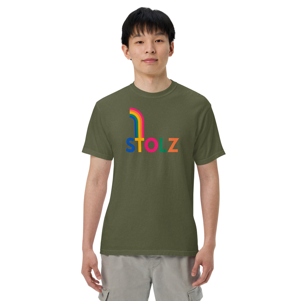 Unisex STOLZ rainbow garment - dyed heavyweight t-shirt