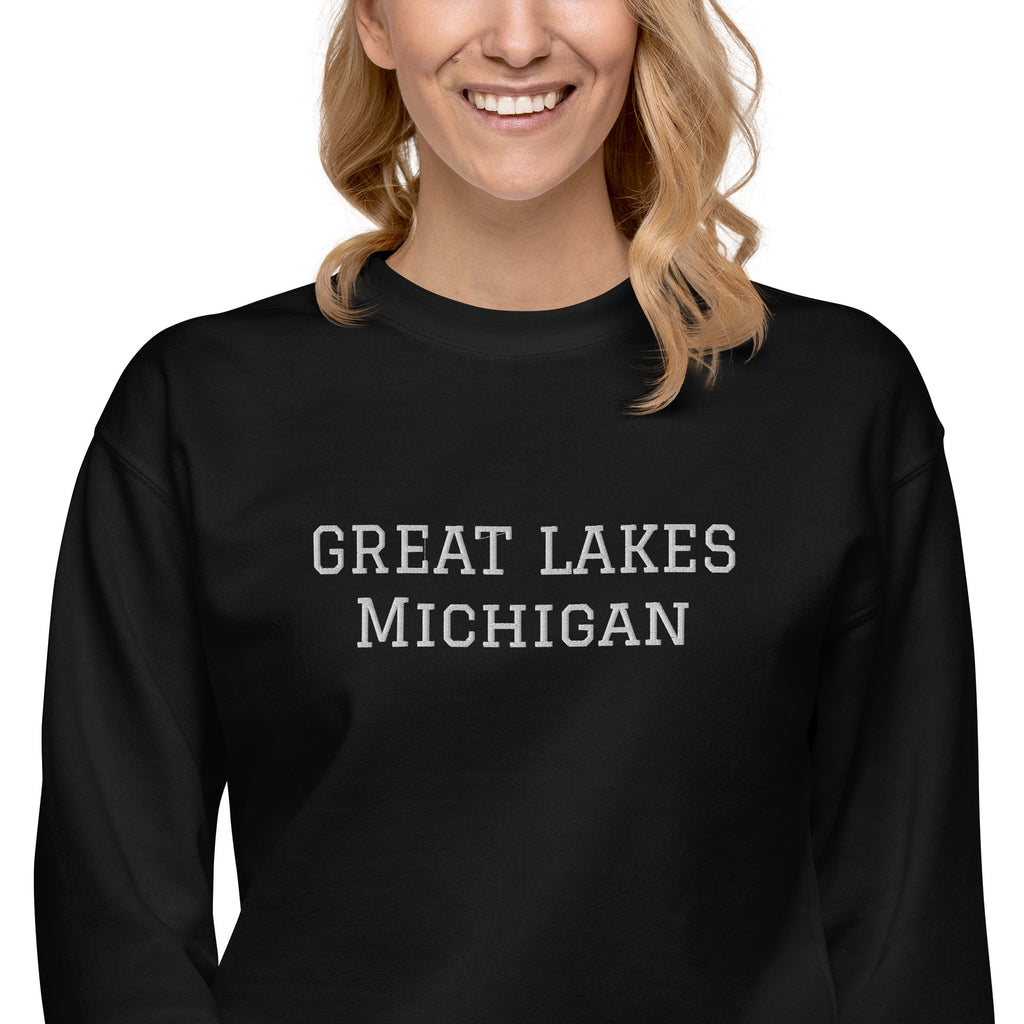 Great Lakes Michigan embroidered Unisex Premium Sweatshirt