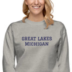 Great Lakes Michigan embroidered Unisex Premium Sweatshirt by La Vie Bien