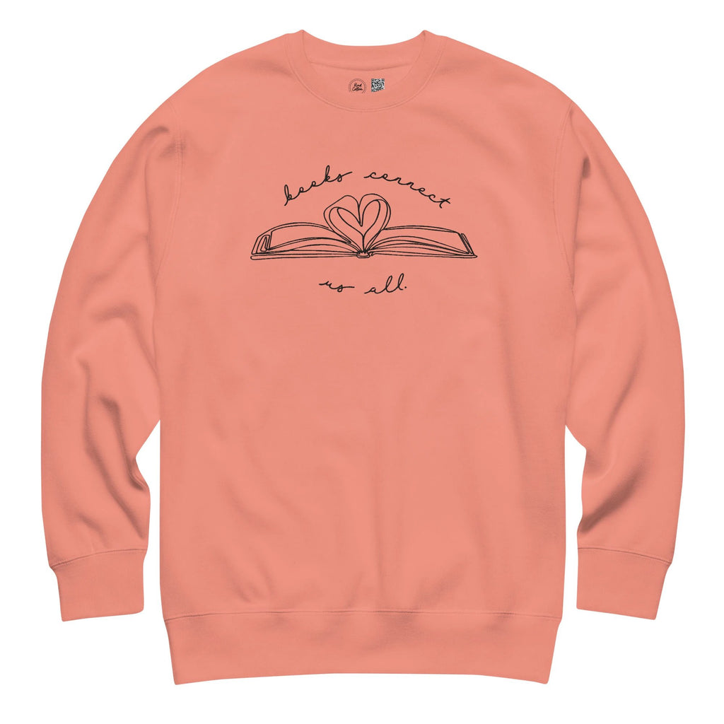 Books Connect Us All Embroidered Crewneck Sweatshirt by Kind Cotton