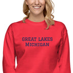 Great Lakes Michigan embroidered Unisex Premium Sweatshirt by La Vie Bien