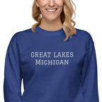 Great Lakes Michigan embroidered Unisex Premium Sweatshirt by La Vie Bien