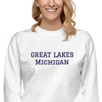 Great Lakes Michigan embroidered Unisex Premium Sweatshirt by La Vie Bien