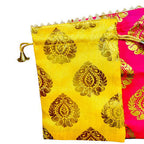 Small Potlis with Golden Design to Pack Gifts in Style - 7x9 - Set of 6
