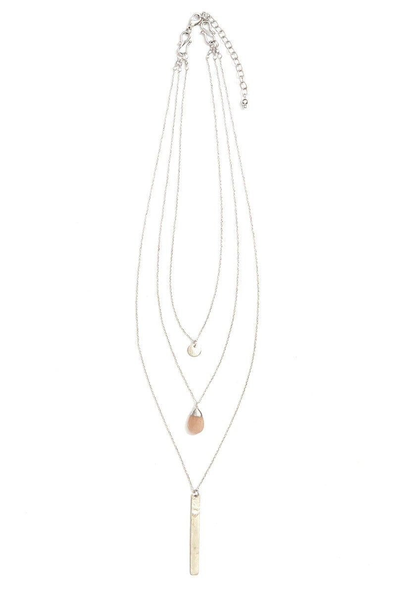 Triple Strand Multi-Way Pendant Necklace - Silver by Fair Anita