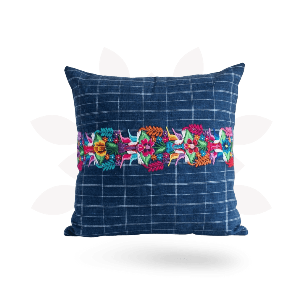Up - cycled Denim Striped Boho Blue Pillow Cover - Guatemala Decor La Vie Bien Up - cycled Denim Striped Boho Blue Pillow Cover - Guatemala