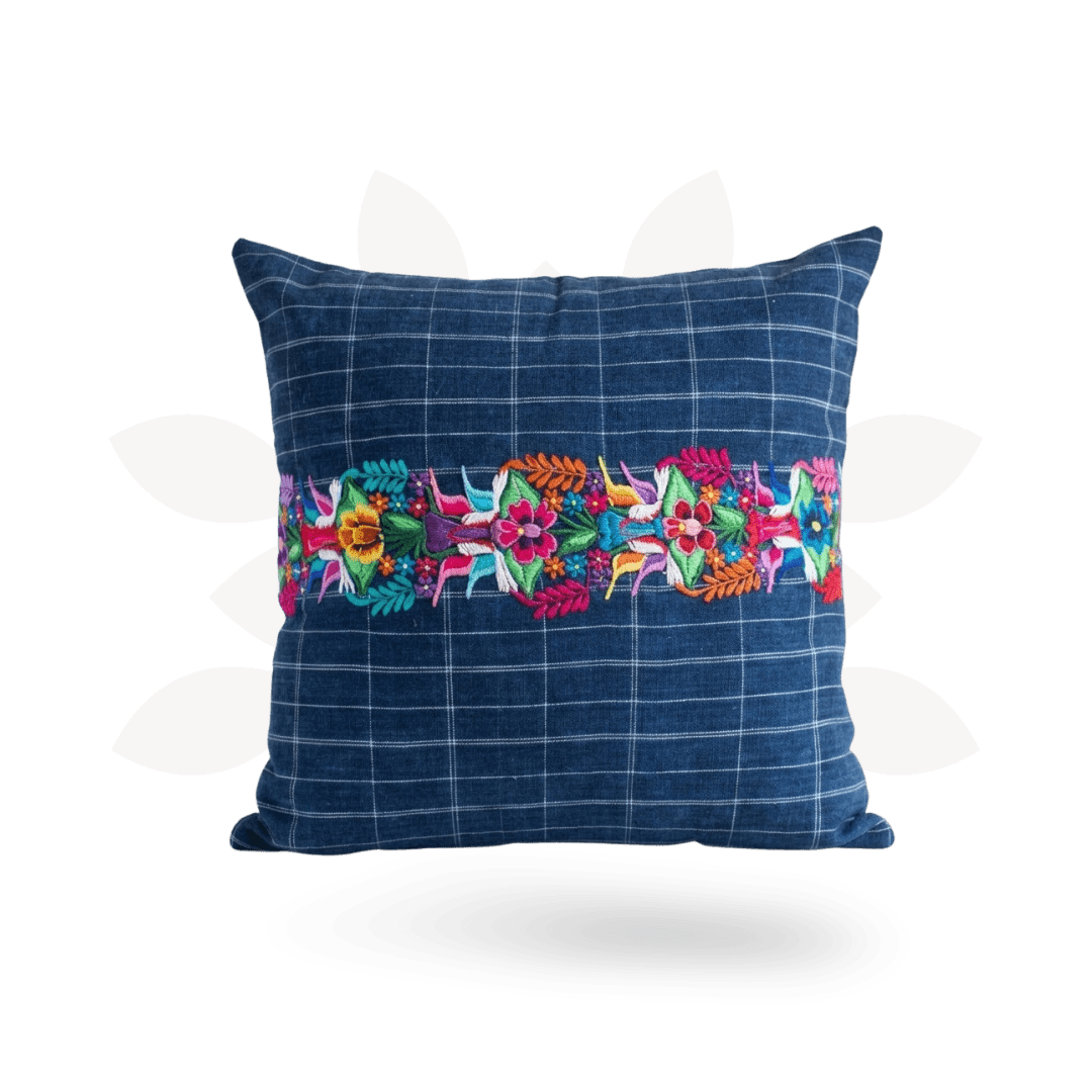 Up - cycled Denim Striped Boho Blue Pillow Cover - Guatemala Decor La Vie Bien Up - cycled Denim Striped Boho Blue Pillow Cover - Guatemala