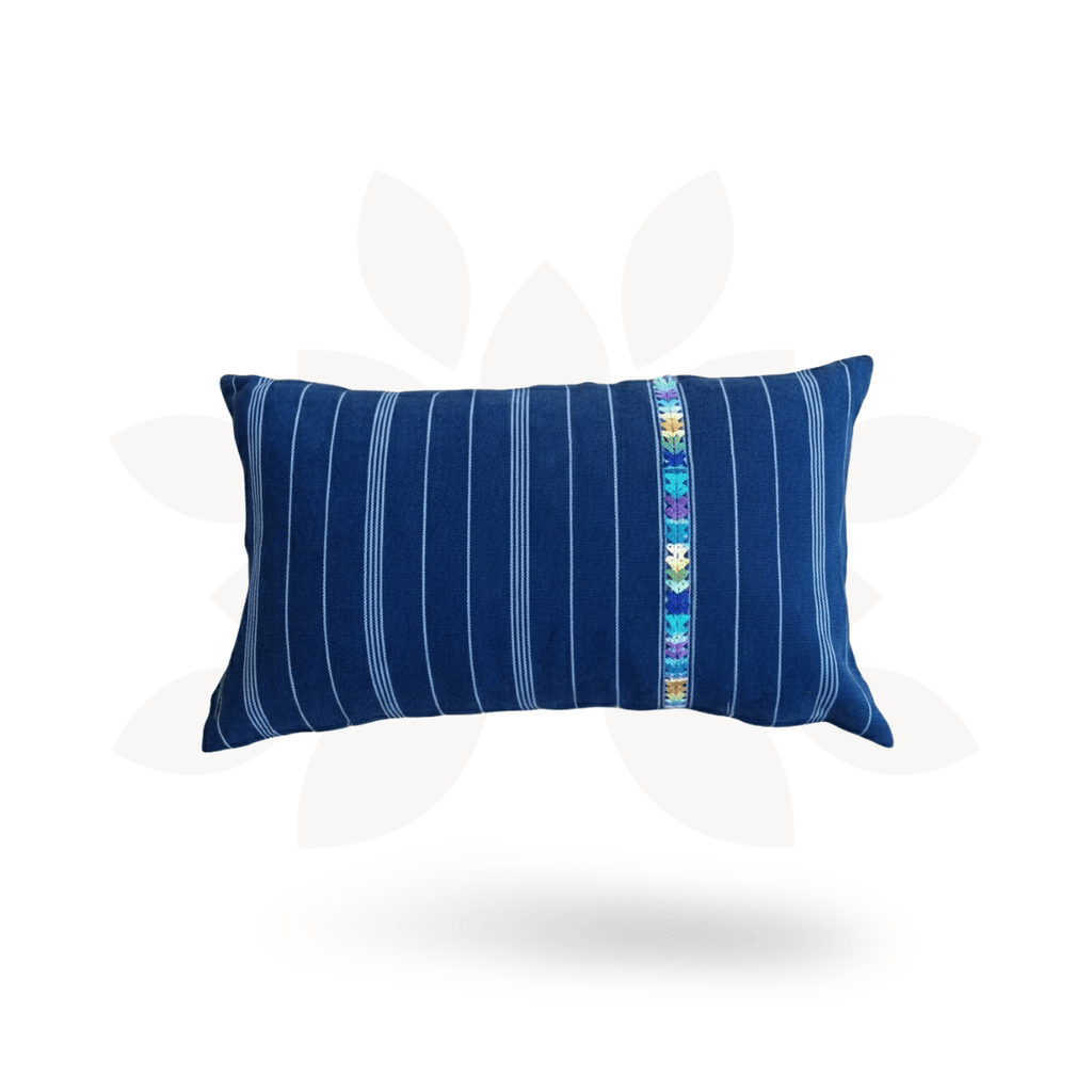 Up - cycled Denim Textile Blue Lumbar Pillow Cover - Guatemala Decor La Vie Bien Up - cycled Denim Textile Blue Lumbar Pillow Cover - Guatemala