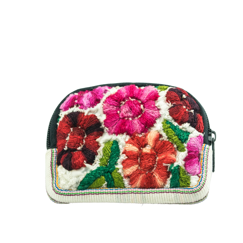 Up - cycled Half Moon Huipil Cosmetic Padded Bag with Tassel - Guatemala Bags La Vie Bien Up - cycled Half Moon Huipil Cosmetic Padded Bag with Tassel - Guatemala