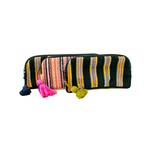 Up - cycled Half Moon Huipil Cosmetic Padded Bag with Tassel - Guatemala Bags La Vie Bien Up - cycled Half Moon Huipil Cosmetic Padded Bag with Tassel - Guatemala