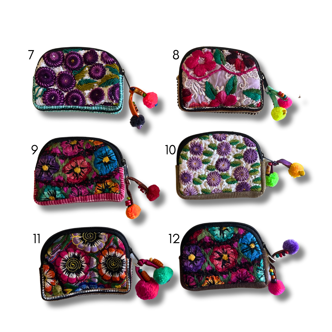 Up - cycled Half Moon Huipil Cosmetic Padded Bag with Tassel - Guatemala Bags La Vie Bien Up - cycled Half Moon Huipil Cosmetic Padded Bag with Tassel - Guatemala