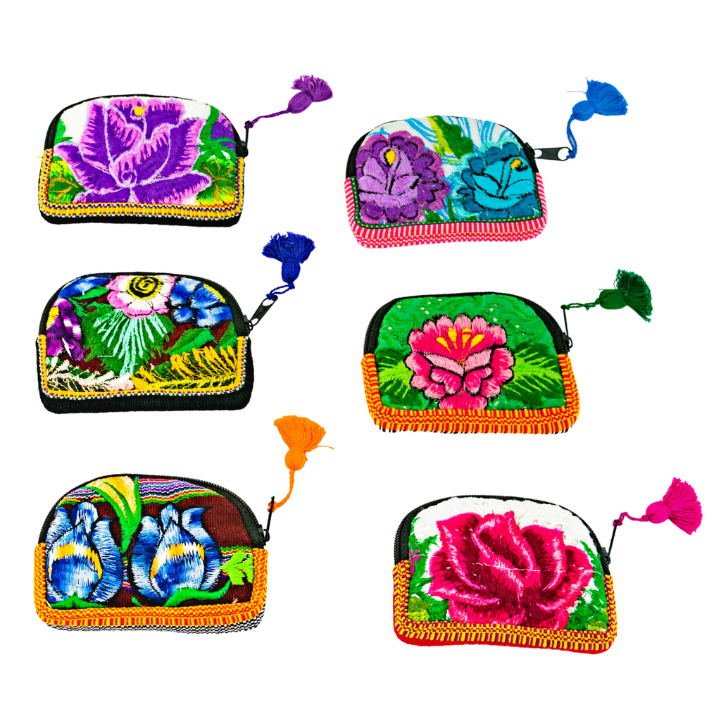 Up - cycled Half Moon Huipil Cosmetic Padded Bag with Tassel - Guatemala Bags La Vie Bien Up - cycled Half Moon Huipil Cosmetic Padded Bag with Tassel - Guatemala