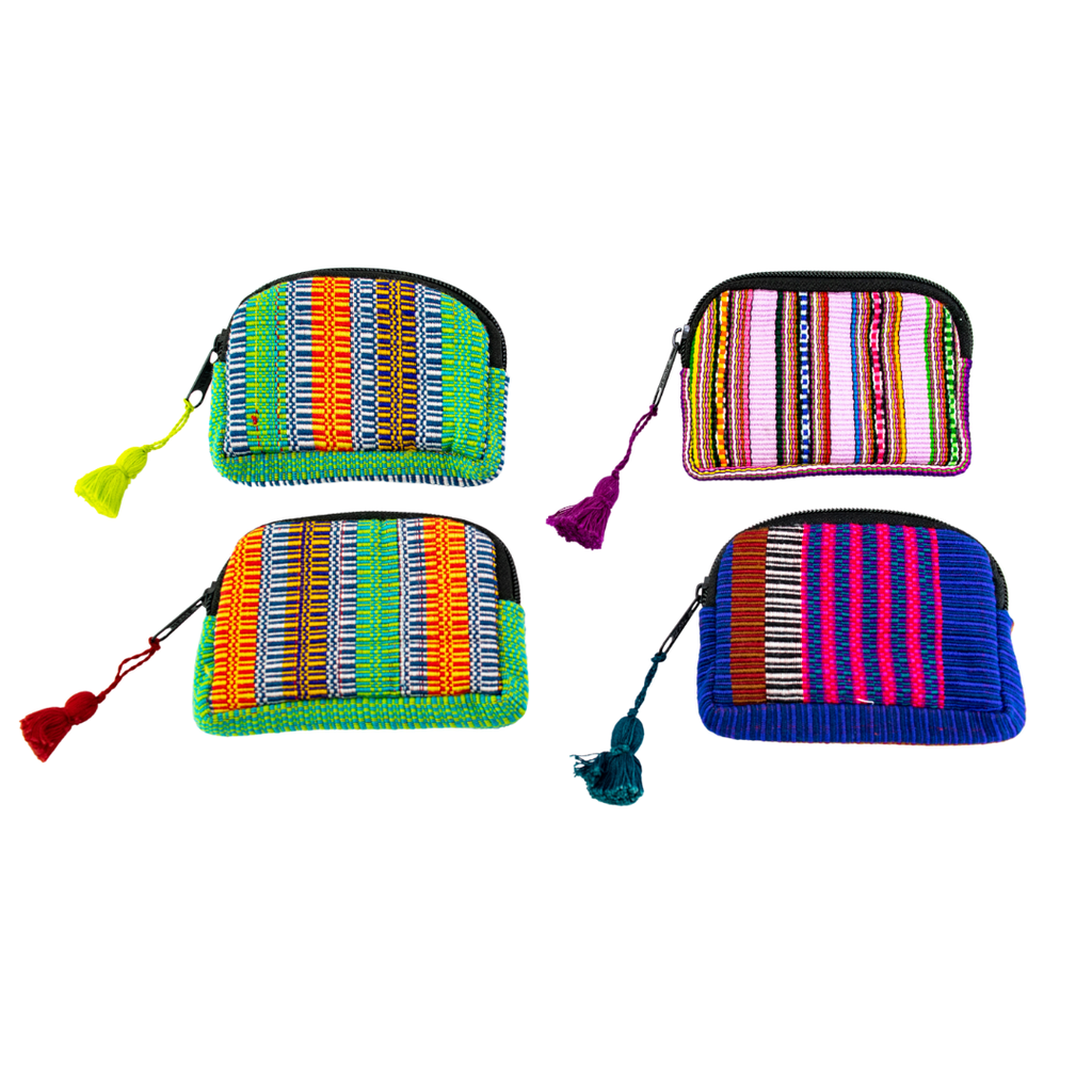 Up - cycled Half Moon Huipil Cosmetic Padded Bag with Tassel - Guatemala Bags La Vie Bien Up - cycled Half Moon Huipil Cosmetic Padded Bag with Tassel - Guatemala