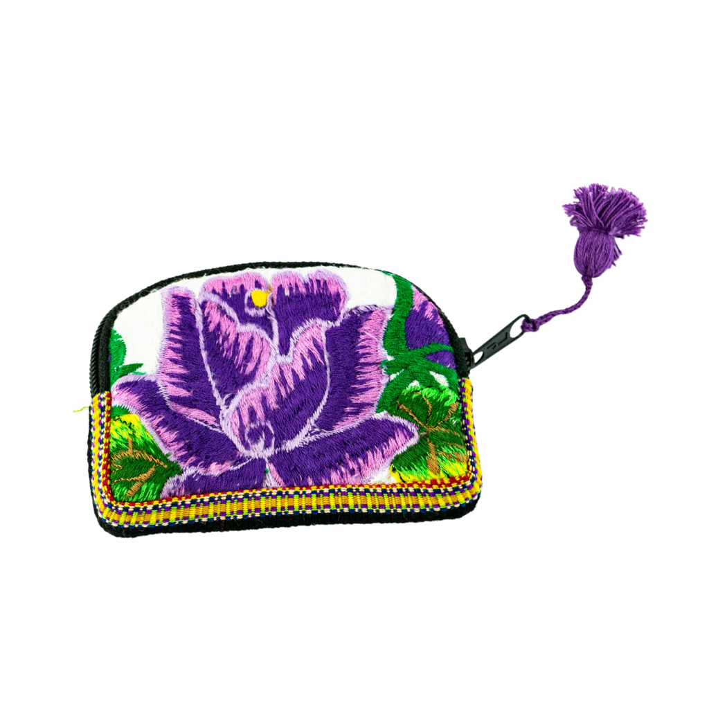 Up - cycled Half Moon Huipil Cosmetic Padded Bag with Tassel - Guatemala Bags La Vie Bien Up - cycled Half Moon Huipil Cosmetic Padded Bag with Tassel - Guatemala