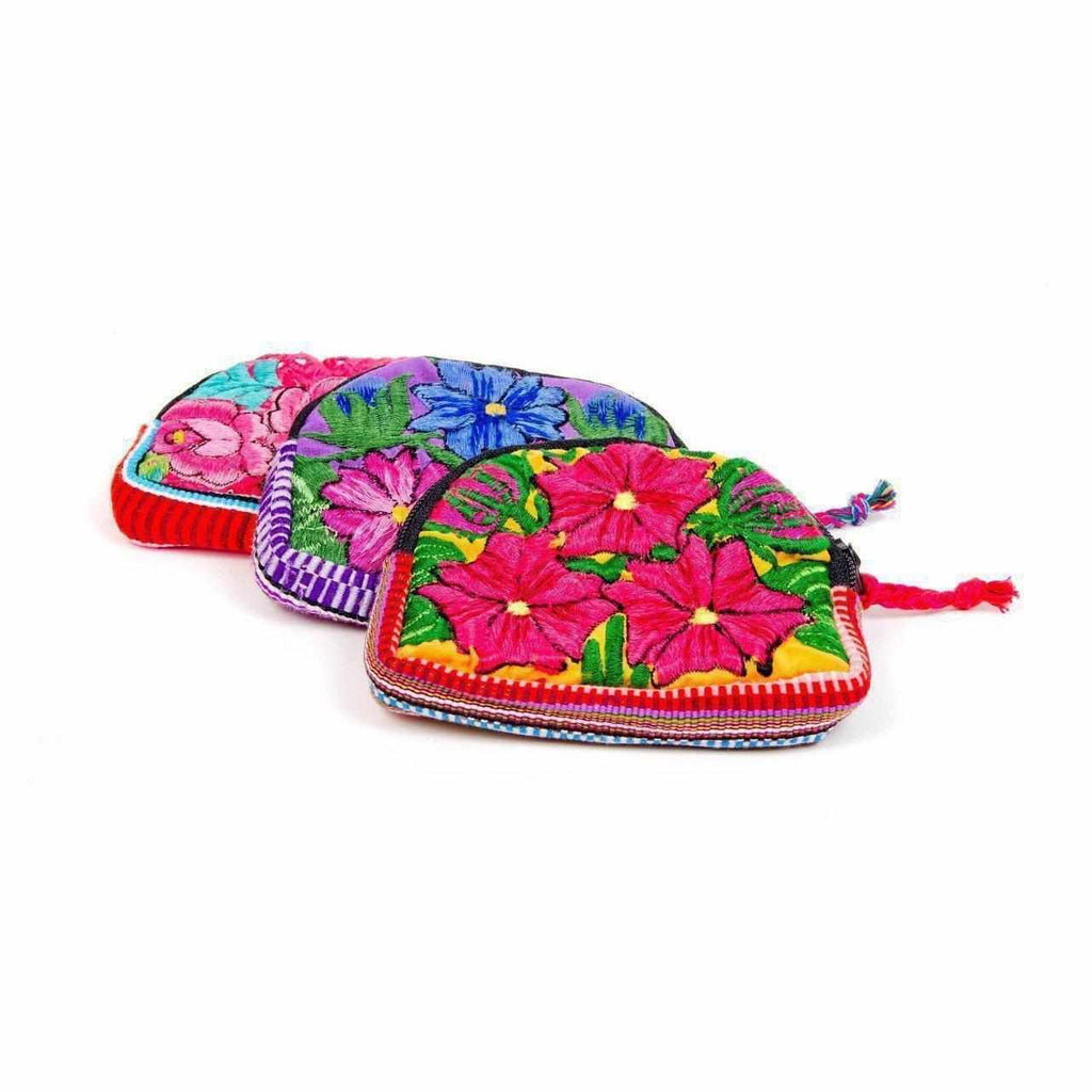 Up - cycled Half Moon Huipil Cosmetic Padded Bag with Tassel - Guatemala Bags La Vie Bien Up - cycled Half Moon Huipil Cosmetic Padded Bag with Tassel - Guatemala