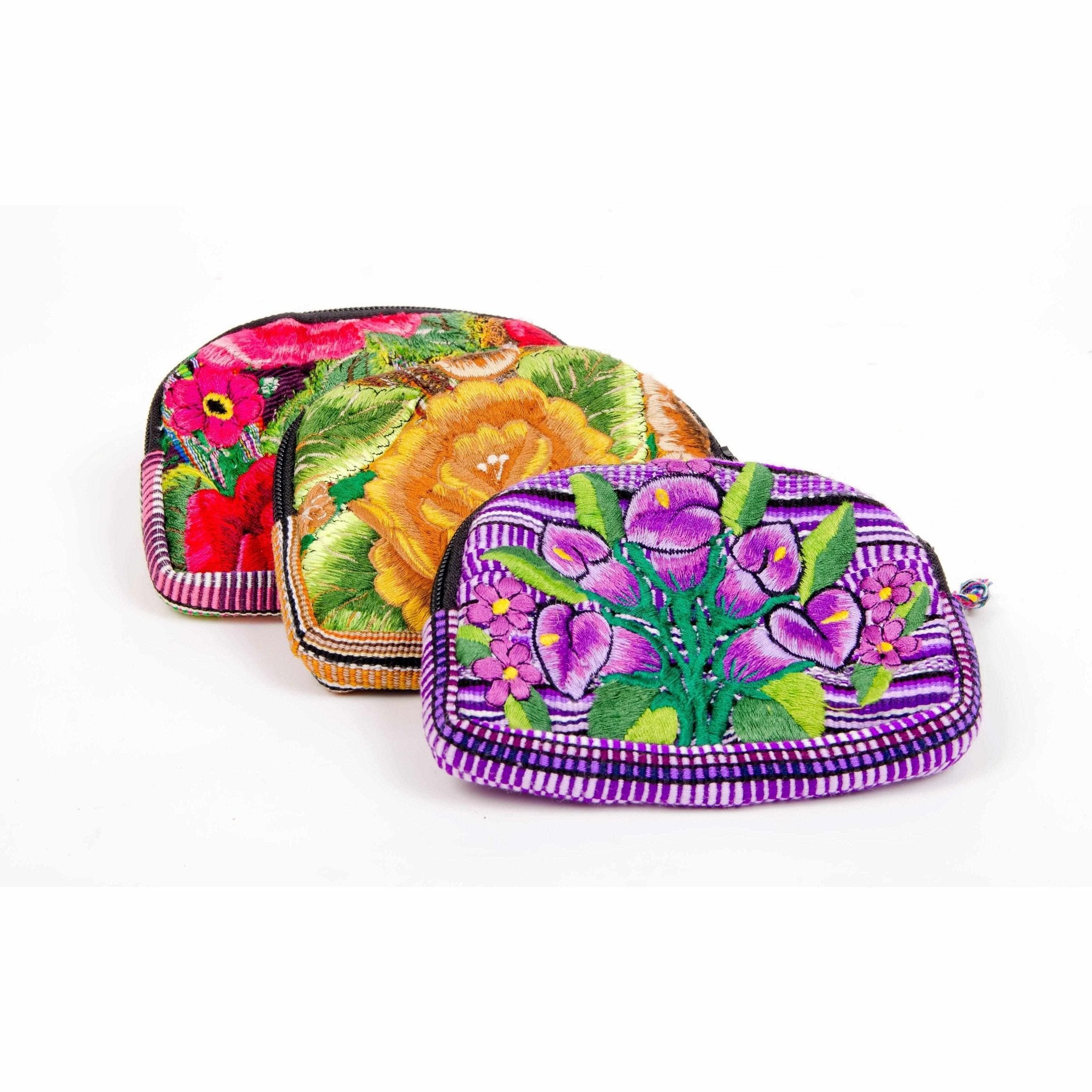 Up - cycled Half Moon Huipil Cosmetic Padded Bag with Tassel - Guatemala Bags La Vie Bien Up - cycled Half Moon Huipil Cosmetic Padded Bag with Tassel - Guatemala