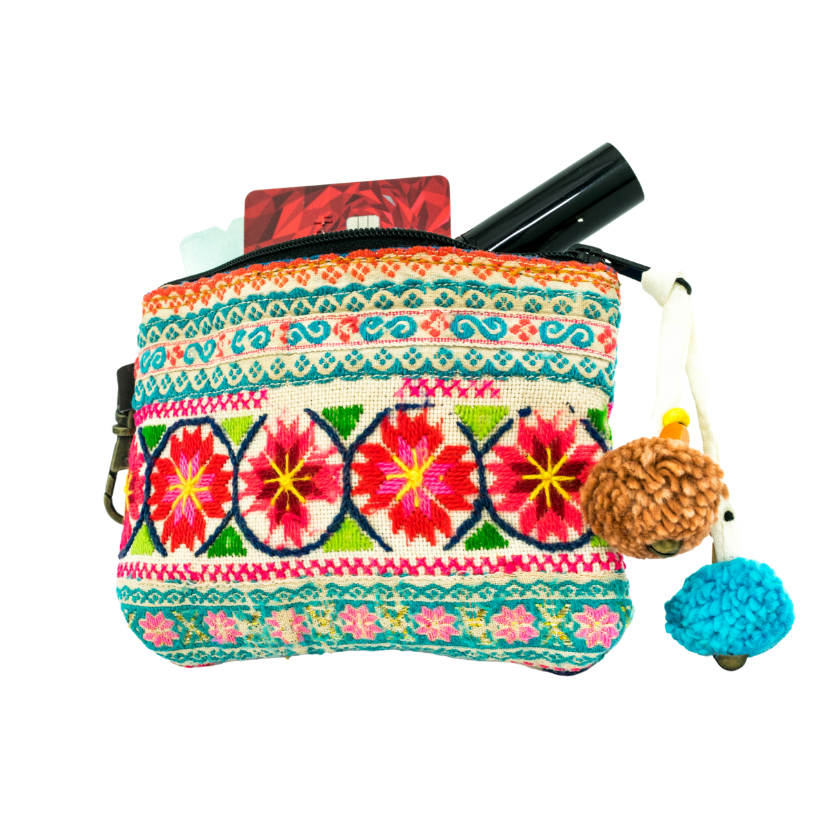 Up - cycled Hmong Textile Coin Purse with Lobster Clip - Thailand Bags La Vie Bien Up - cycled Hmong Textile Coin Purse with Lobster Clip - Thailand