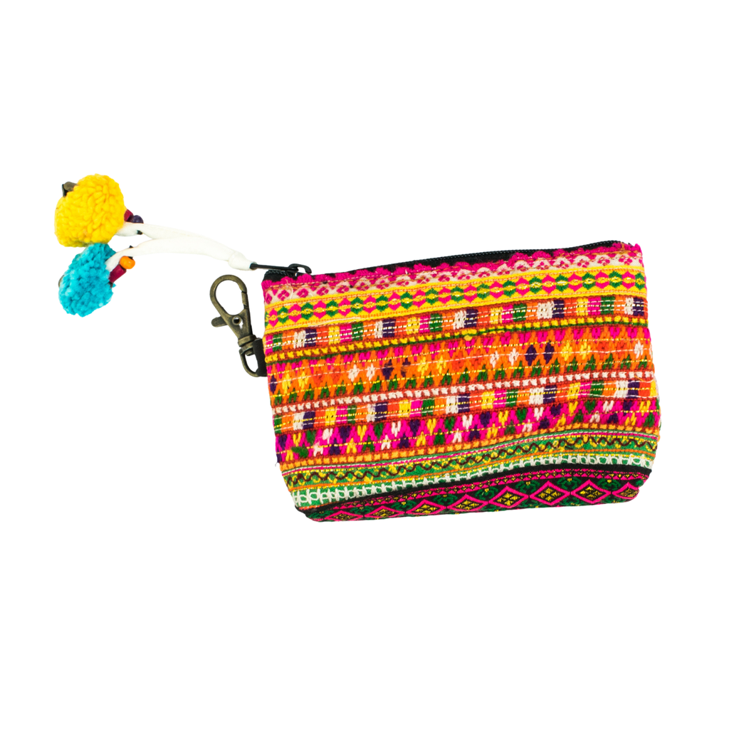 Up - cycled Hmong Textile Coin Purse with Lobster Clip - Thailand Bags La Vie Bien Up - cycled Hmong Textile Coin Purse with Lobster Clip - Thailand