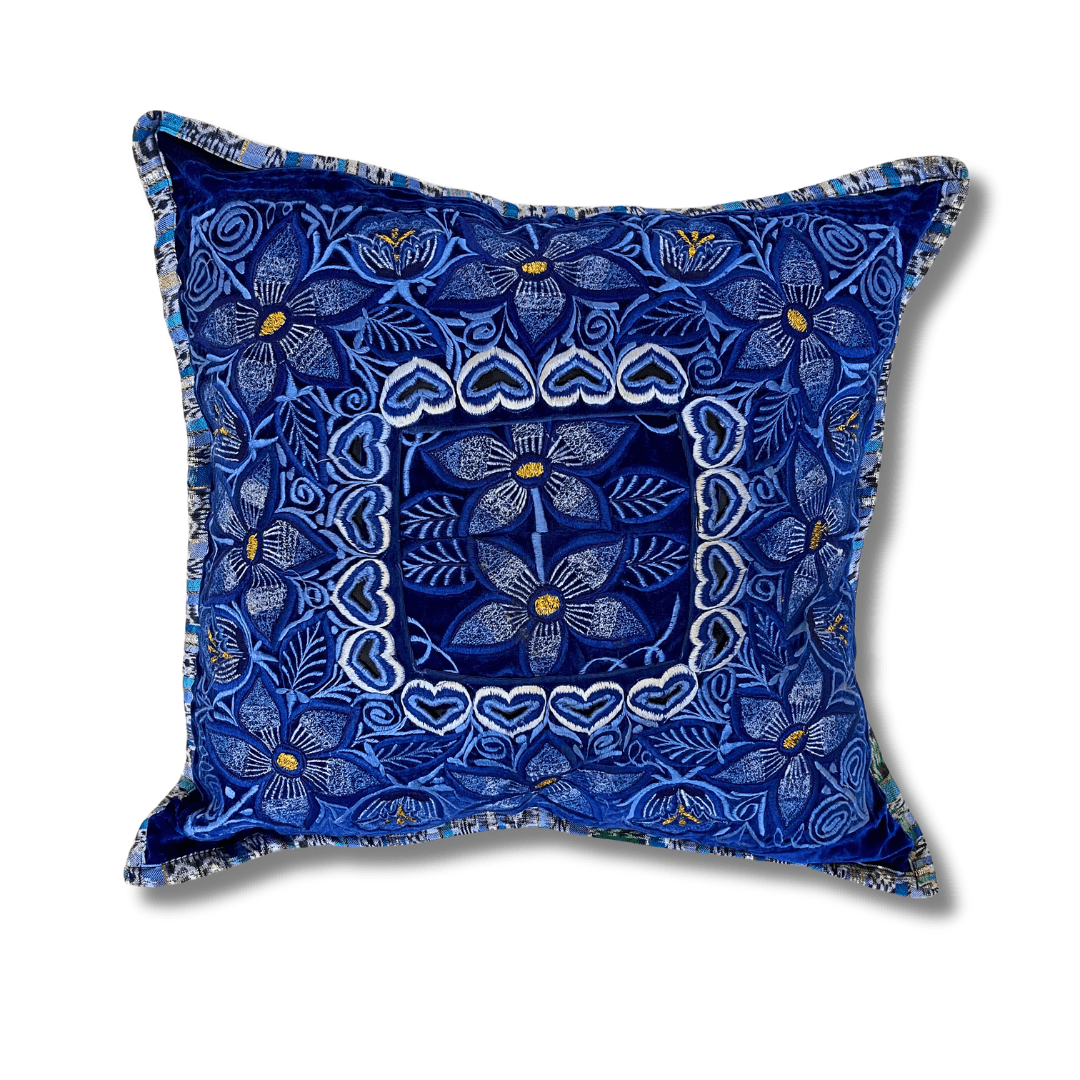 Up - cycled Maya Floral Huipil Textile Pillow Cover - Guatemala Decor La Vie Bien Up - cycled Maya Floral Huipil Textile Pillow Cover - Guatemala