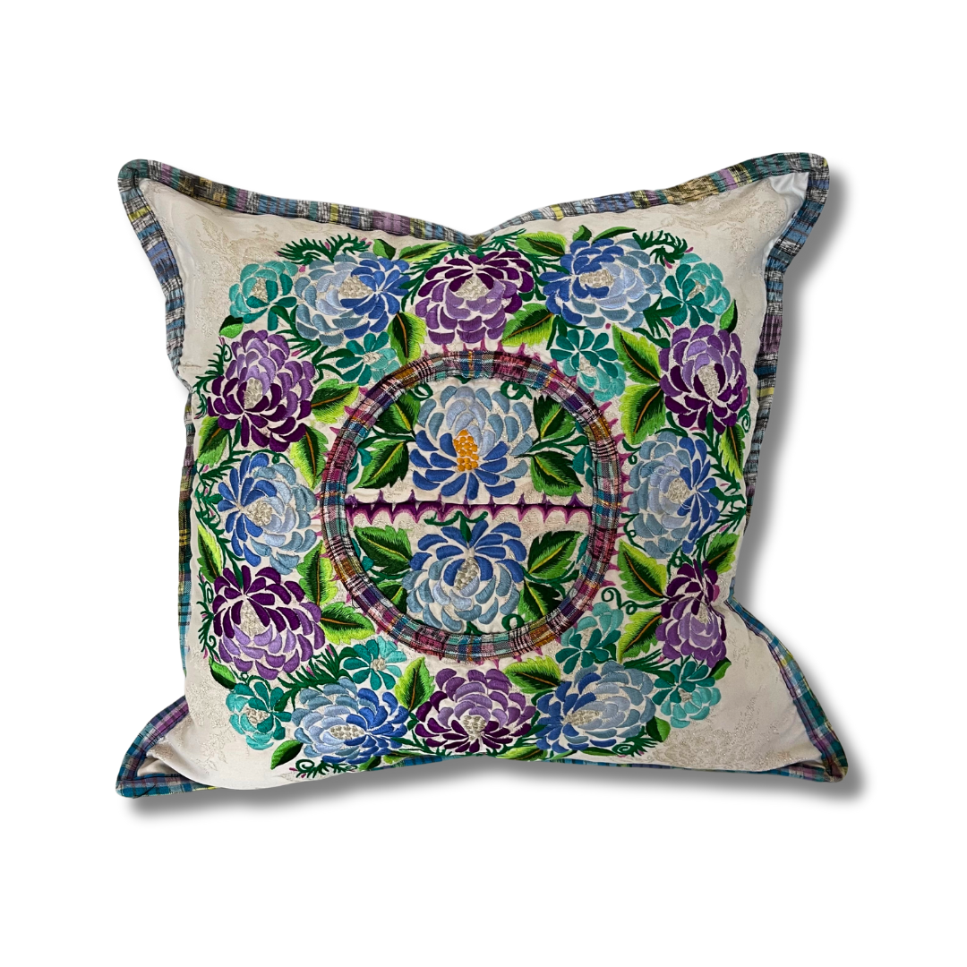 Up - cycled Maya Floral Huipil Textile Pillow Cover - Guatemala Decor La Vie Bien Up - cycled Maya Floral Huipil Textile Pillow Cover - Guatemala