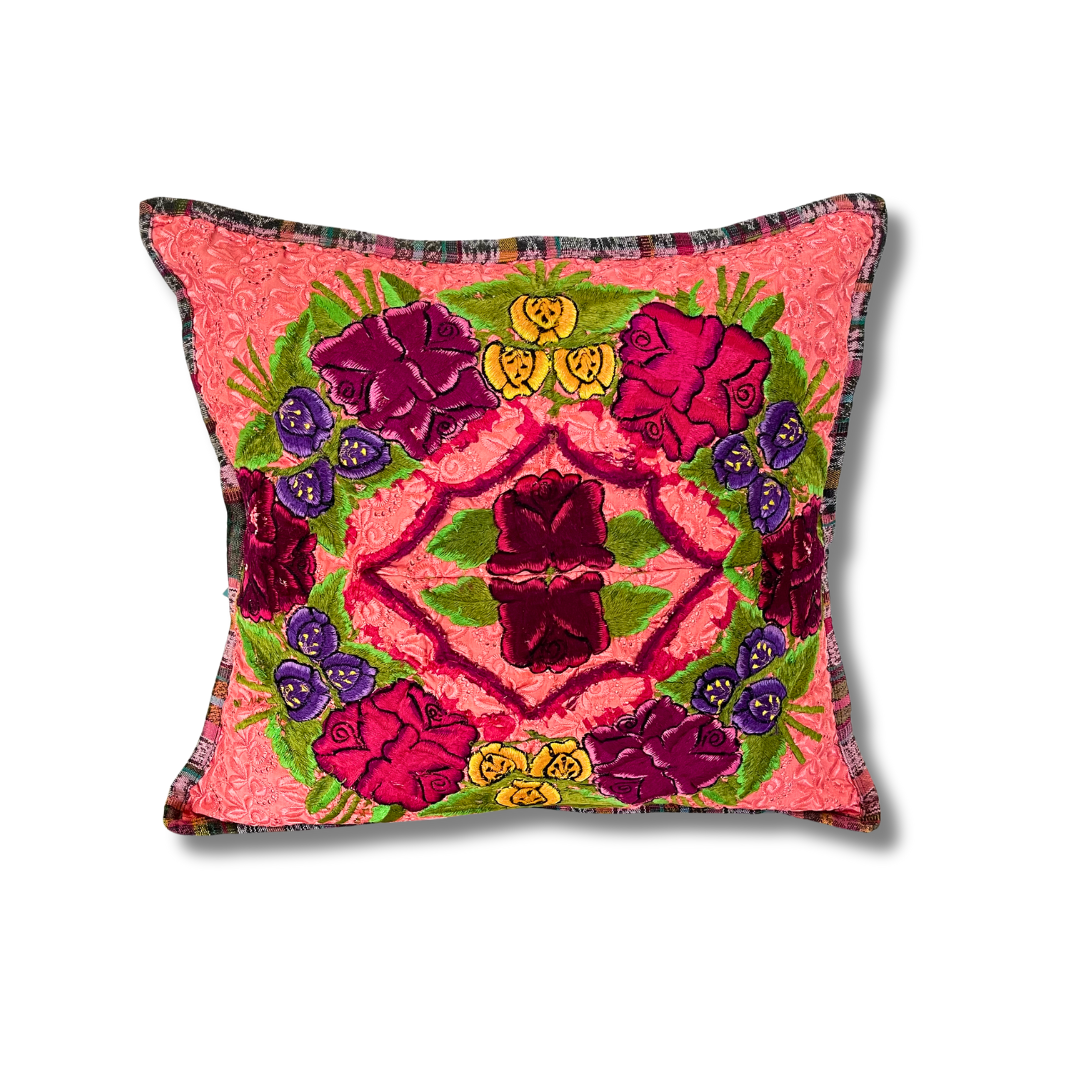 Up - cycled Maya Floral Huipil Textile Pillow Cover - Guatemala Decor La Vie Bien Up - cycled Maya Floral Huipil Textile Pillow Cover - Guatemala