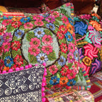 Up - cycled Maya Floral Huipil Textile Pillow Cover - Guatemala Decor La Vie Bien Up - cycled Maya Floral Huipil Textile Pillow Cover - Guatemala