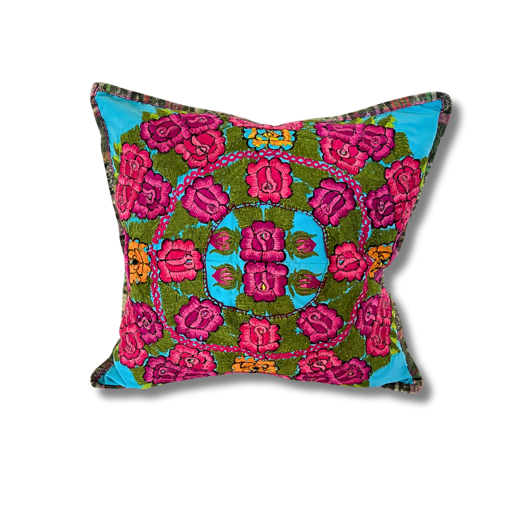 Up - cycled Maya Floral Huipil Textile Pillow Cover - Guatemala Decor La Vie Bien Up - cycled Maya Floral Huipil Textile Pillow Cover - Guatemala