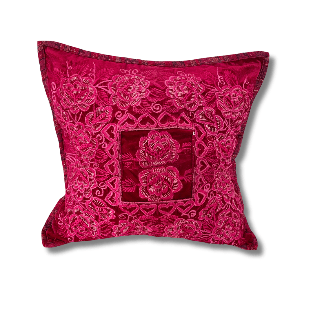 Up - cycled Maya Floral Huipil Textile Pillow Cover - Guatemala Decor La Vie Bien Up - cycled Maya Floral Huipil Textile Pillow Cover - Guatemala