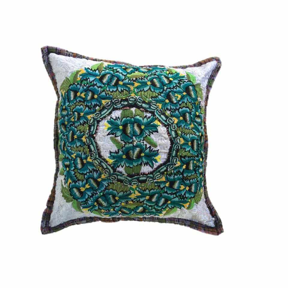 Up - cycled Maya Floral Huipil Textile Pillow Cover - Guatemala Decor La Vie Bien Up - cycled Maya Floral Huipil Textile Pillow Cover - Guatemala