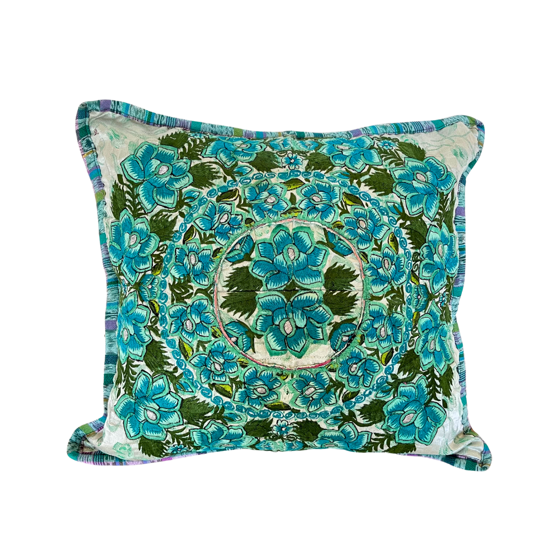 Up - cycled Maya Floral Huipil Textile Pillow Cover - Guatemala Decor La Vie Bien Up - cycled Maya Floral Huipil Textile Pillow Cover - Guatemala