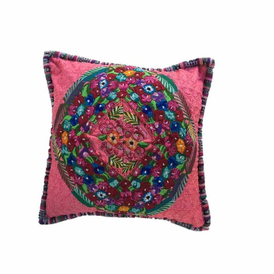 Up - cycled Maya Floral Huipil Textile Pillow Cover - Guatemala Decor La Vie Bien Up - cycled Maya Floral Huipil Textile Pillow Cover - Guatemala
