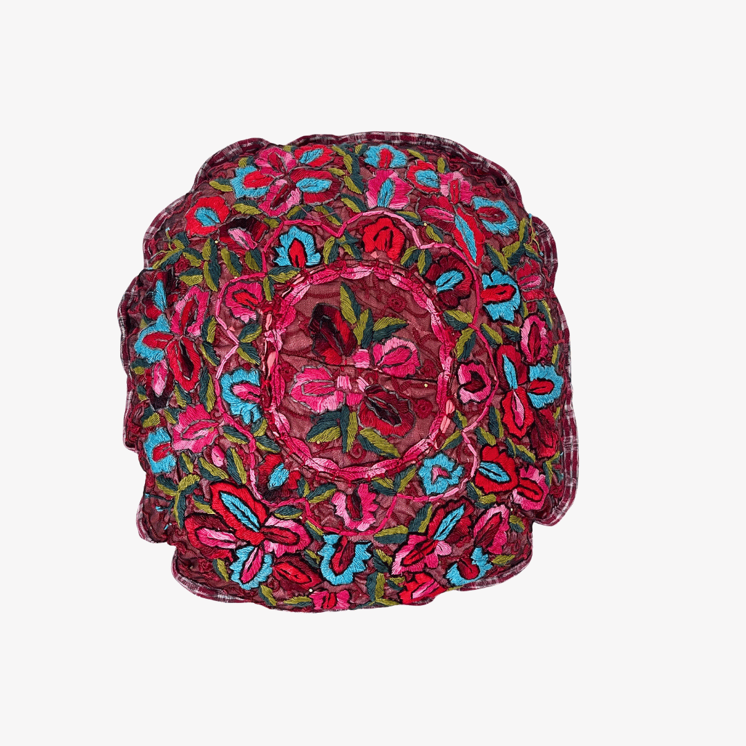 Up - cycled Moon Floral Huipil One - of - a - Kind Round Boho Pillow Cover - Guatemala Decor La Vie Bien Up - cycled Moon Floral Huipil One - of - a - Kind Round Boho Pillow Cover - Guatemala