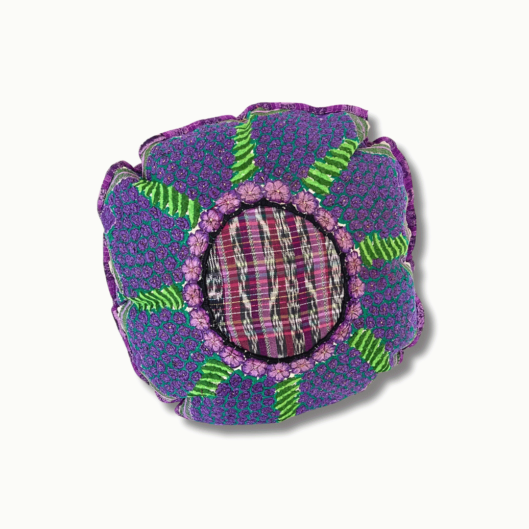 Up - cycled Moon Floral Huipil One - of - a - Kind Round Boho Pillow Cover - Guatemala Decor La Vie Bien Up - cycled Moon Floral Huipil One - of - a - Kind Round Boho Pillow Cover - Guatemala
