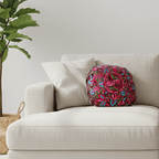Up - cycled Moon Floral Huipil One - of - a - Kind Round Boho Pillow Cover - Guatemala Decor La Vie Bien Up - cycled Moon Floral Huipil One - of - a - Kind Round Boho Pillow Cover - Guatemala