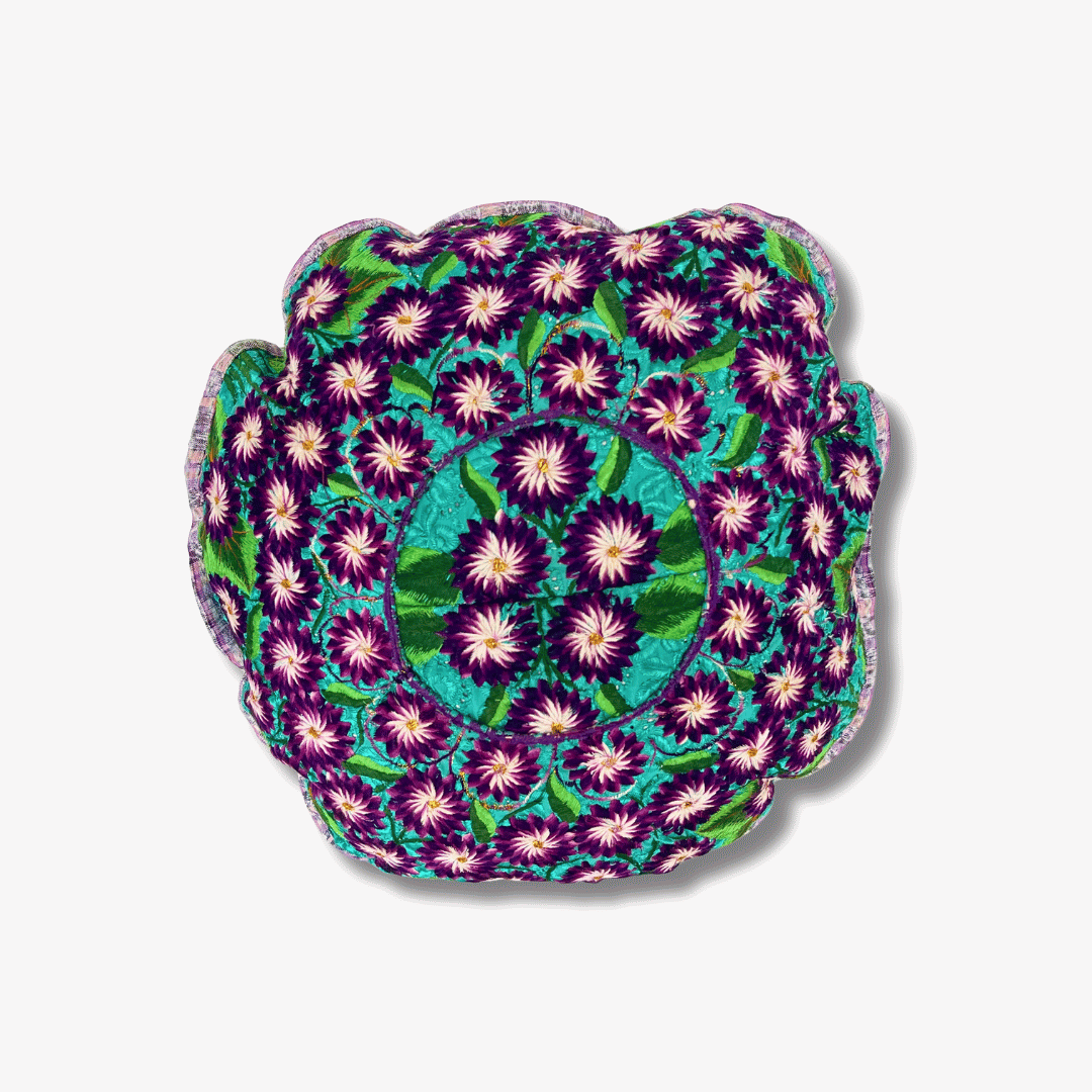 Up - cycled Moon Floral Huipil One - of - a - Kind Round Boho Pillow Cover - Guatemala Decor La Vie Bien Up - cycled Moon Floral Huipil One - of - a - Kind Round Boho Pillow Cover - Guatemala