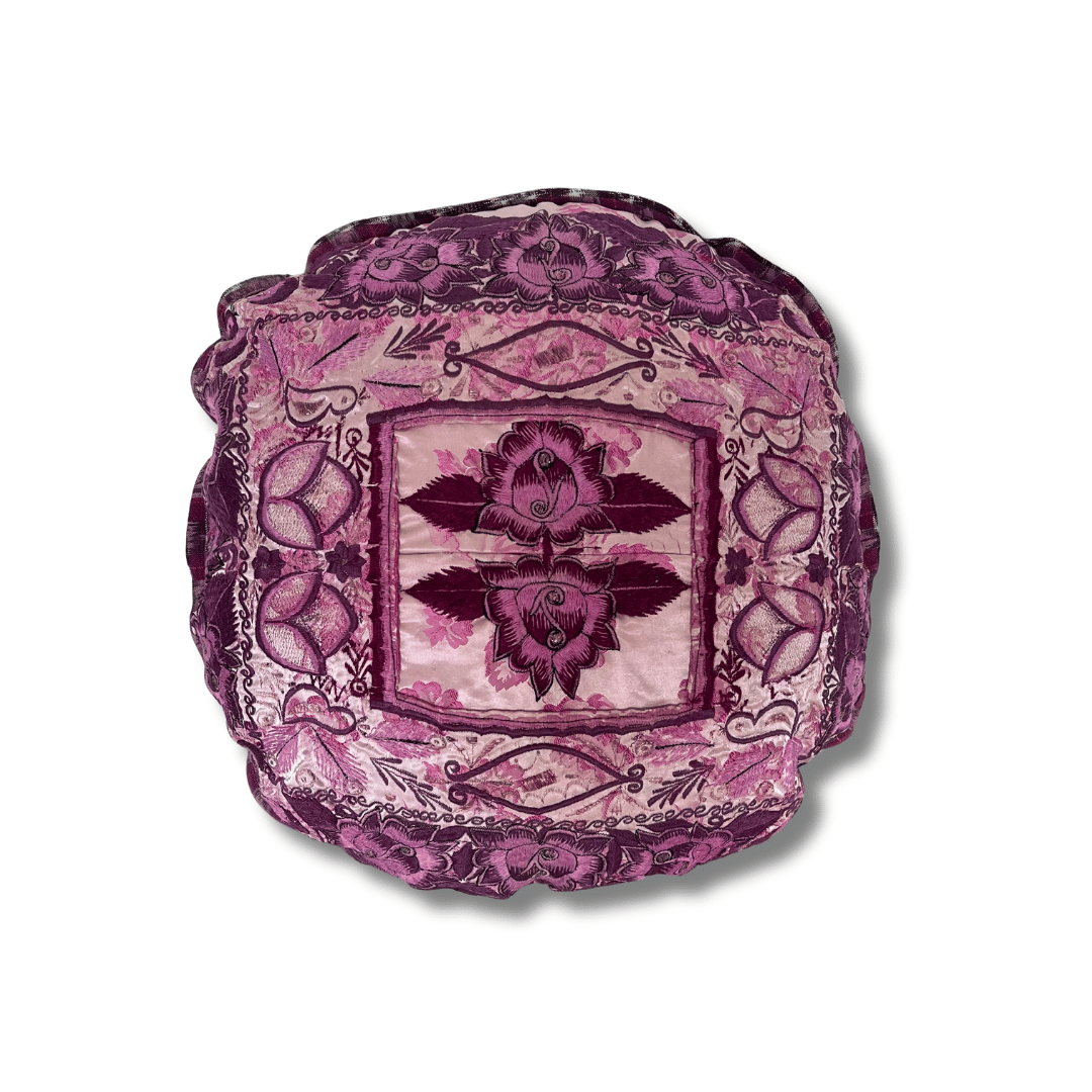 Up - cycled Moon Floral Huipil One - of - a - Kind Round Boho Pillow Cover - Guatemala Decor La Vie Bien Up - cycled Moon Floral Huipil One - of - a - Kind Round Boho Pillow Cover - Guatemala