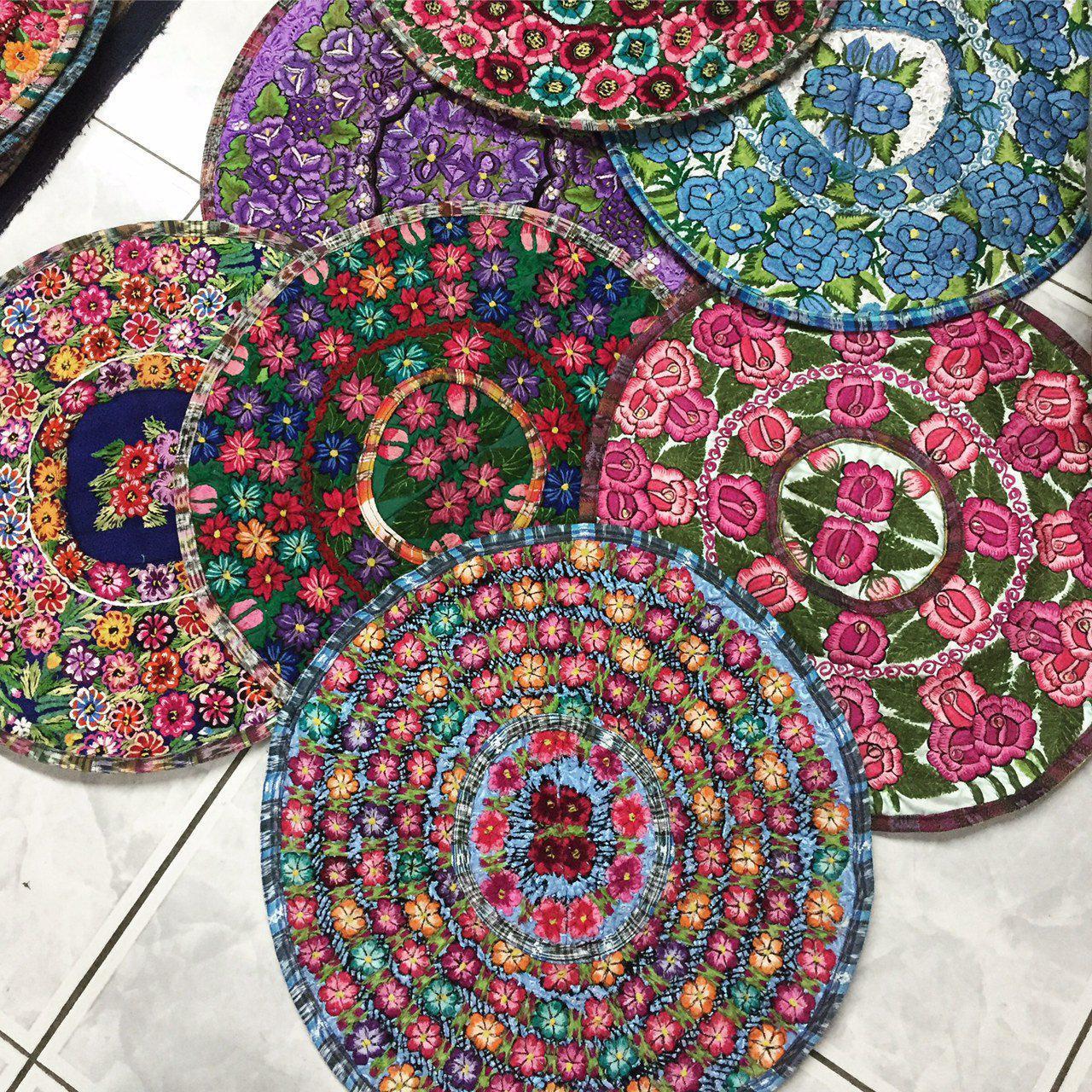 Up - cycled Moon Floral Huipil One - of - a - Kind Round Boho Pillow Cover - Guatemala Decor La Vie Bien Up - cycled Moon Floral Huipil One - of - a - Kind Round Boho Pillow Cover - Guatemala
