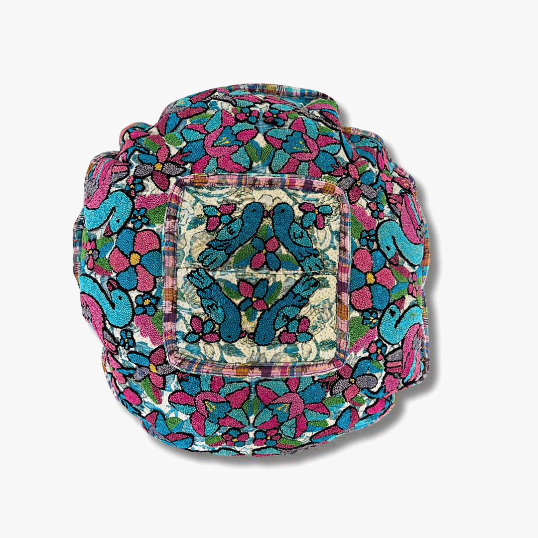 Up - cycled Moon Floral Huipil One - of - a - Kind Round Boho Pillow Cover - Guatemala Decor La Vie Bien Up - cycled Moon Floral Huipil One - of - a - Kind Round Boho Pillow Cover - Guatemala