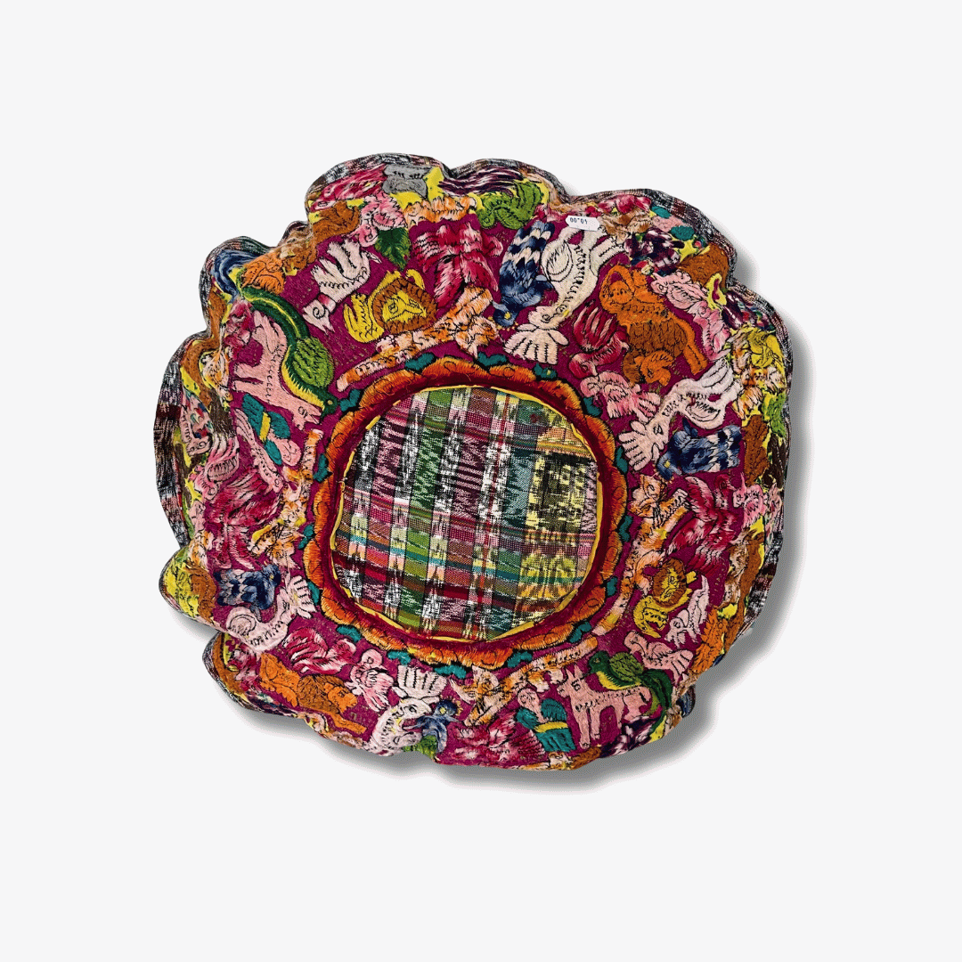 Up - cycled Moon Floral Huipil One - of - a - Kind Round Boho Pillow Cover - Guatemala Decor La Vie Bien Up - cycled Moon Floral Huipil One - of - a - Kind Round Boho Pillow Cover - Guatemala