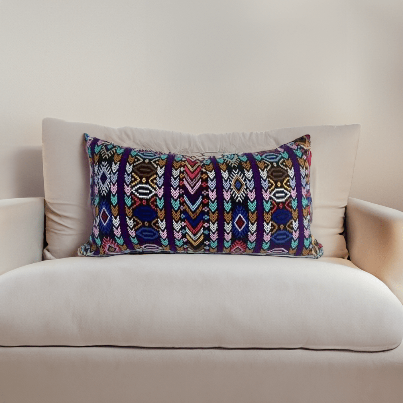 Up - cycled Pueblo Lumbar Pillow Huipil One - of - a - Kind Cover - Guatemala Decor La Vie Bien Up - cycled Pueblo Lumbar Pillow Huipil One - of - a - Kind Cover - Guatemala