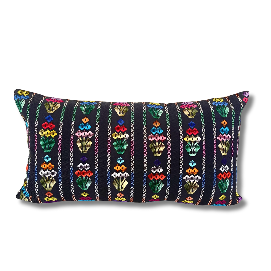 Up - cycled Pueblo Lumbar Pillow Huipil One - of - a - Kind Cover - Guatemala Decor La Vie Bien Up - cycled Pueblo Lumbar Pillow Huipil One - of - a - Kind Cover - Guatemala