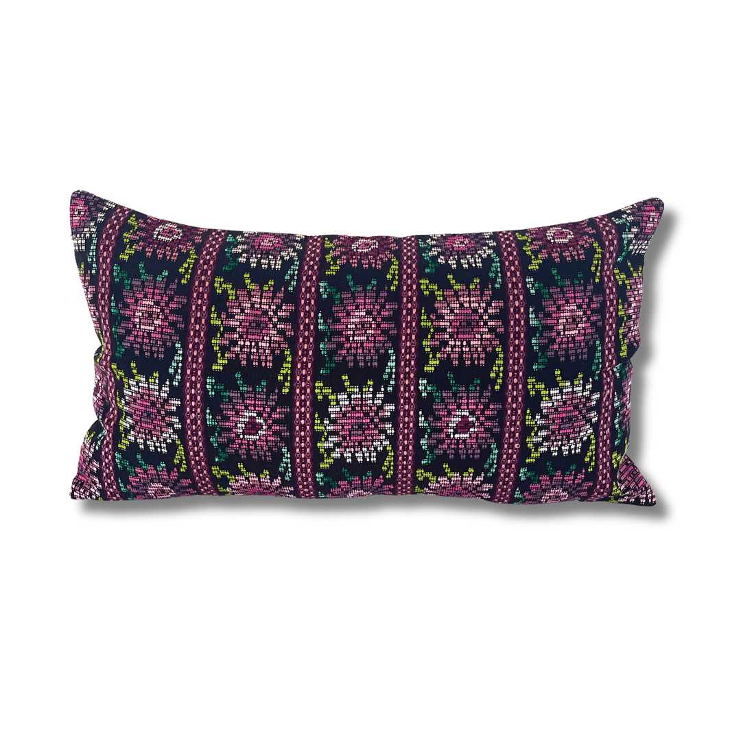 Up - cycled Pueblo Lumbar Pillow Huipil One - of - a - Kind Cover - Guatemala Decor La Vie Bien Up - cycled Pueblo Lumbar Pillow Huipil One - of - a - Kind Cover - Guatemala