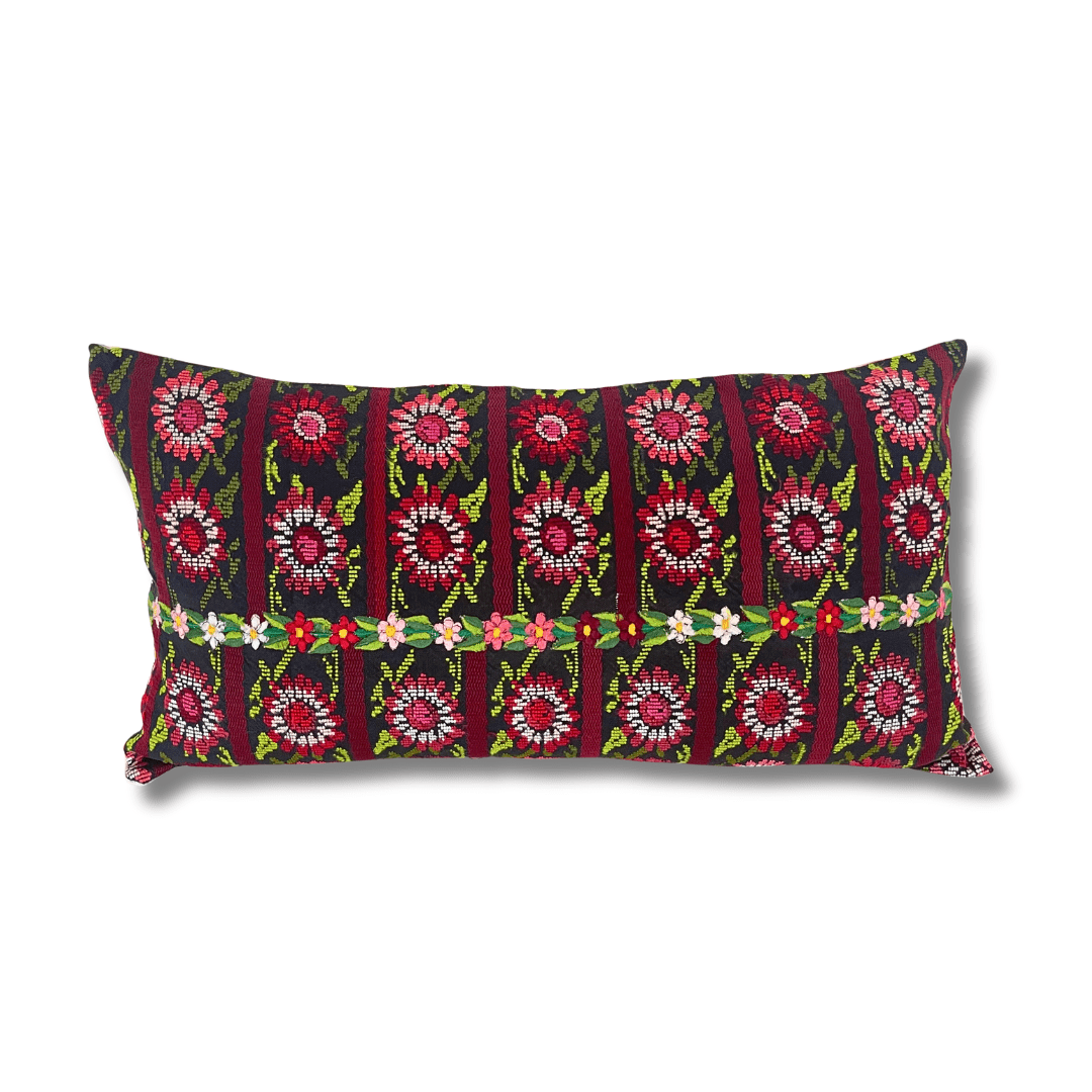 Up - cycled Pueblo Lumbar Pillow Huipil One - of - a - Kind Cover - Guatemala Decor La Vie Bien Up - cycled Pueblo Lumbar Pillow Huipil One - of - a - Kind Cover - Guatemala