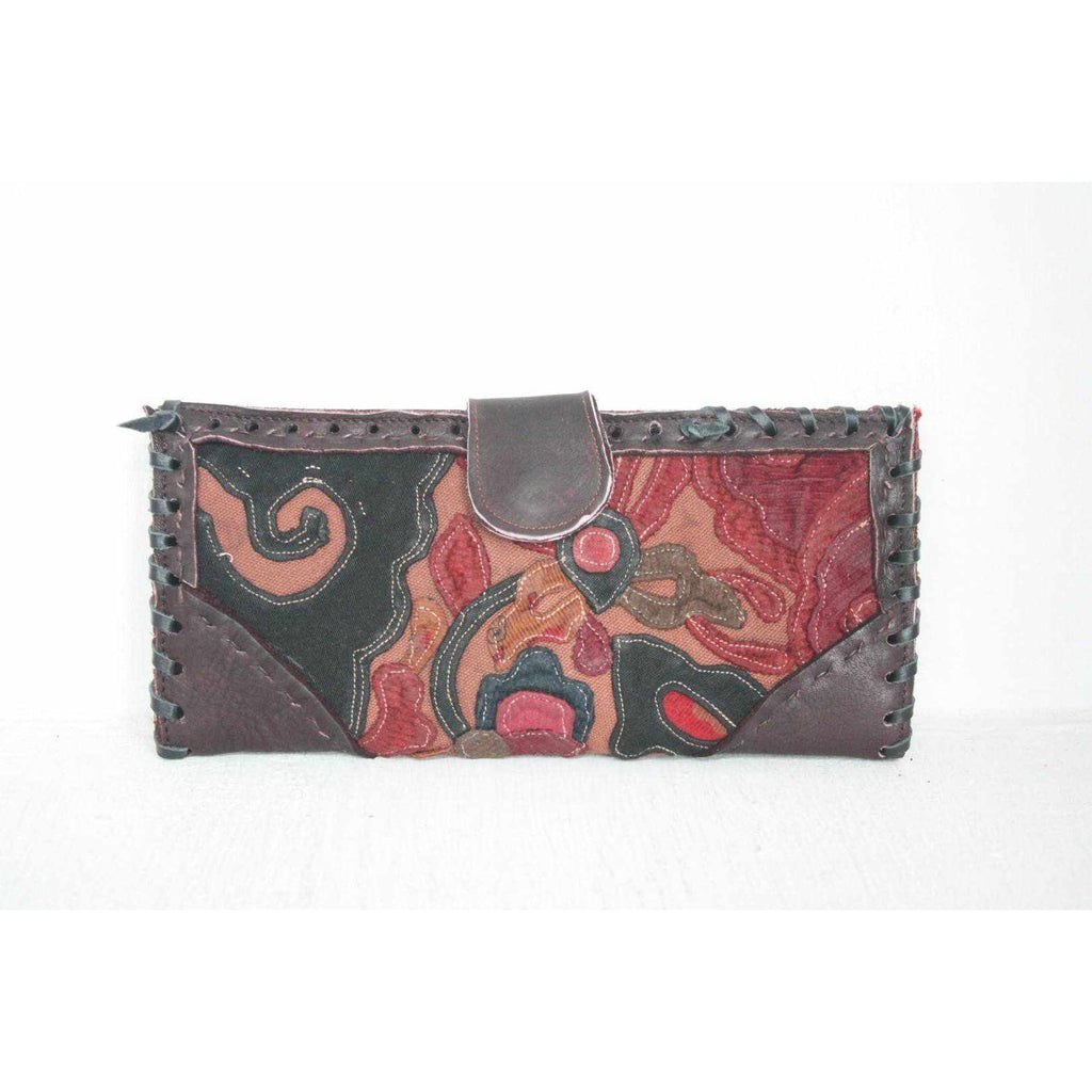 Upcycled Antique Applique Wallet - Thailand Bags La Vie Bien Upcycled Antique Applique Wallet - Thailand