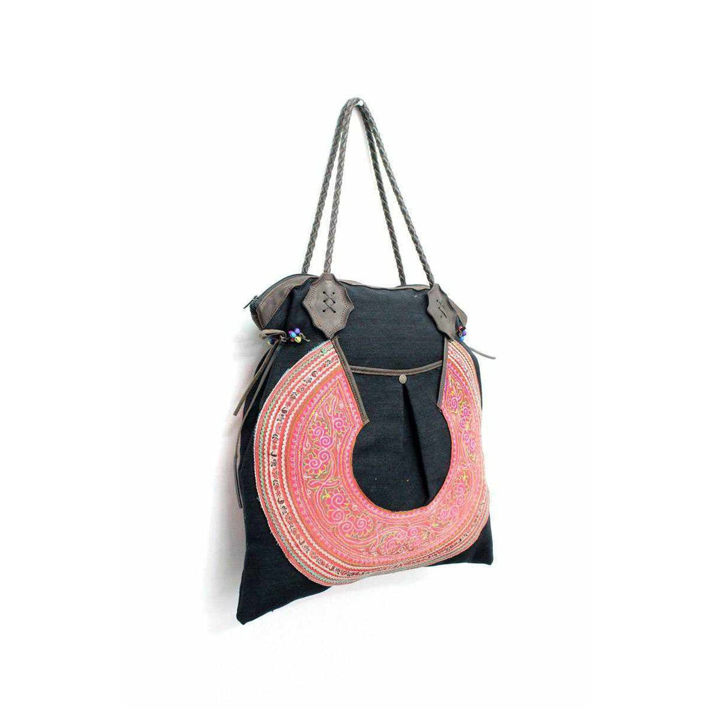 Upcycled Hmong Jacket Tote Bag - Thailand Bags La Vie Bien Upcycled Hmong Jacket Tote Bag - Thailand
